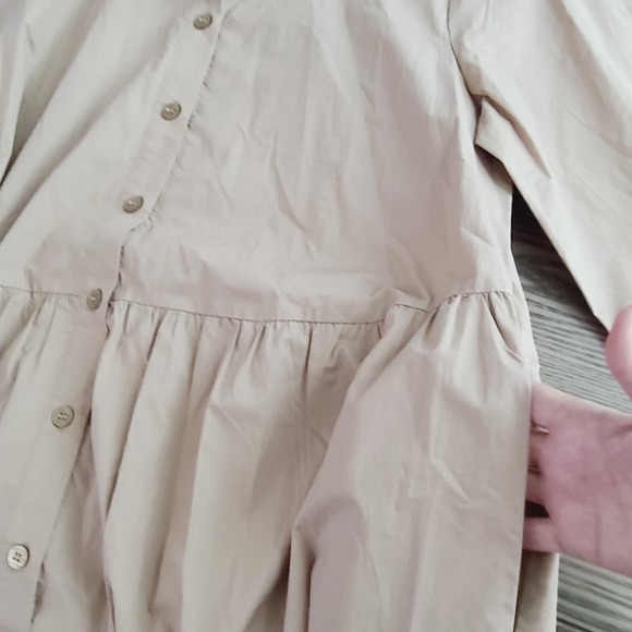 Masai Copenhagen Nydilla Dress 2XL Beige Cotton Tiered Midi Buttoned Shirt Dress - Picture 6 of 12